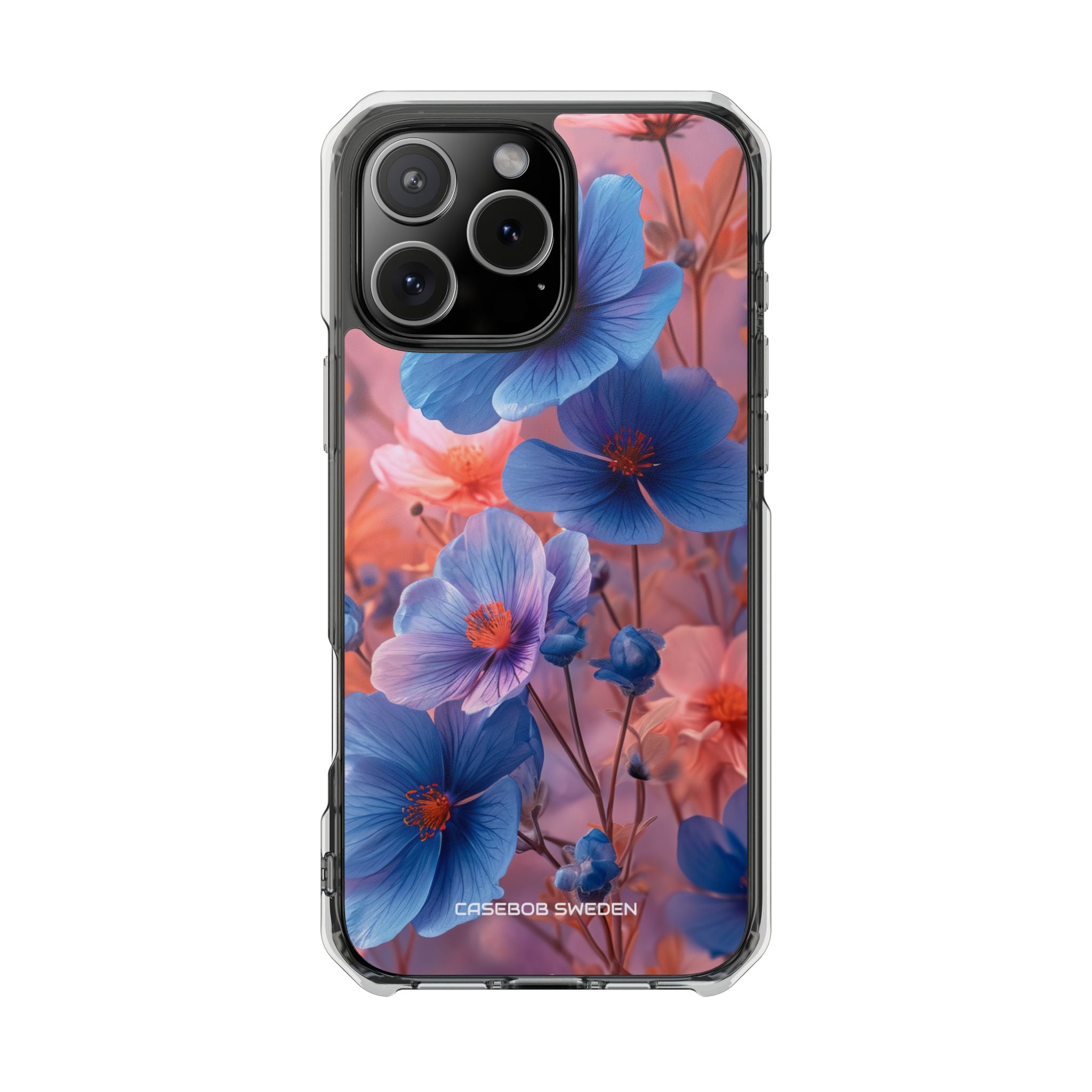 Blue Peach Blossoms - Clear Impact iPhone 16 Phone Case