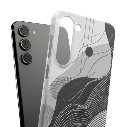 Fluid Rhythms: Monochrome Line Flow Samsung S23 - Slim Phone Case