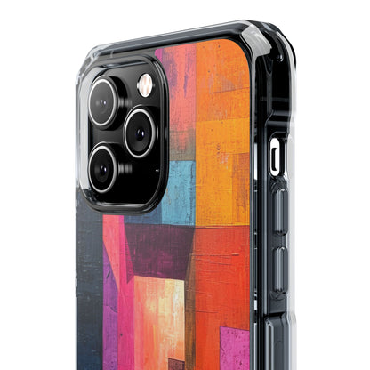 Pink Orange Geometry - Clear Impact iPhone 14 Phone Case