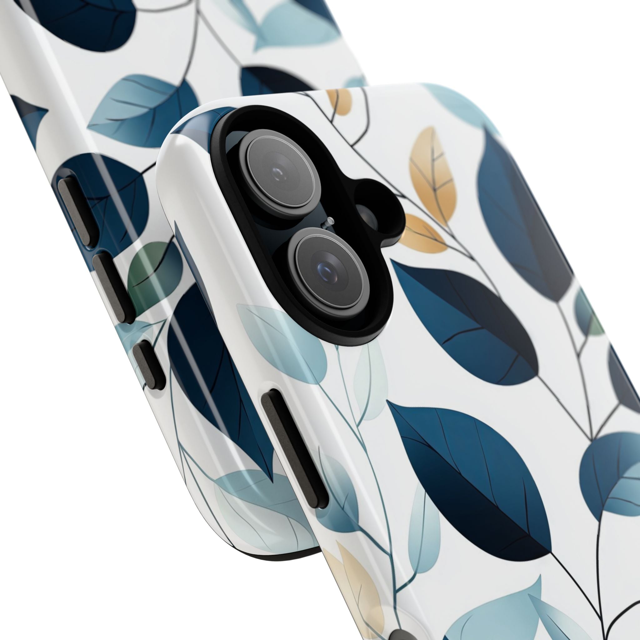 Navy Leaf Veins iPhone 16 Case - Tough