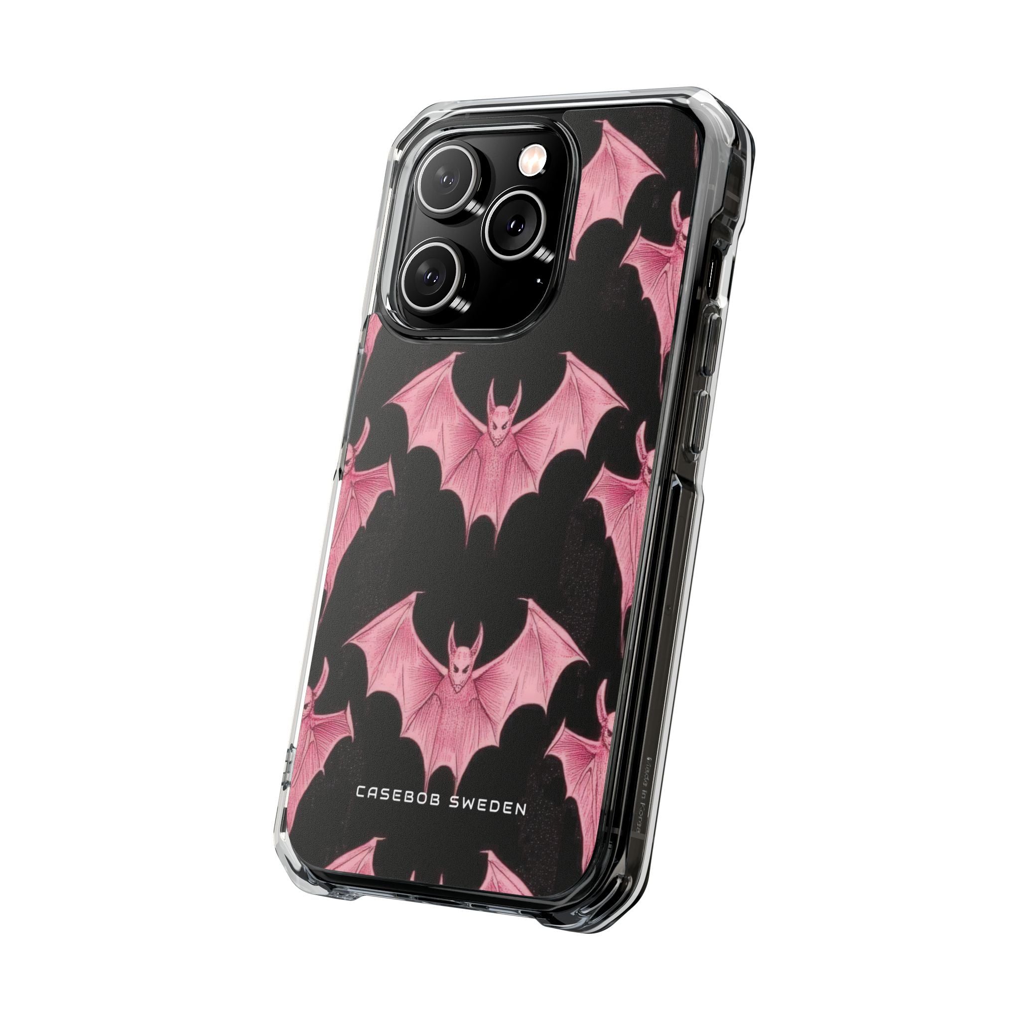 Gothic Pink Bats Aflame iPhone 14 - Transparente, stoßfeste Handyhülle