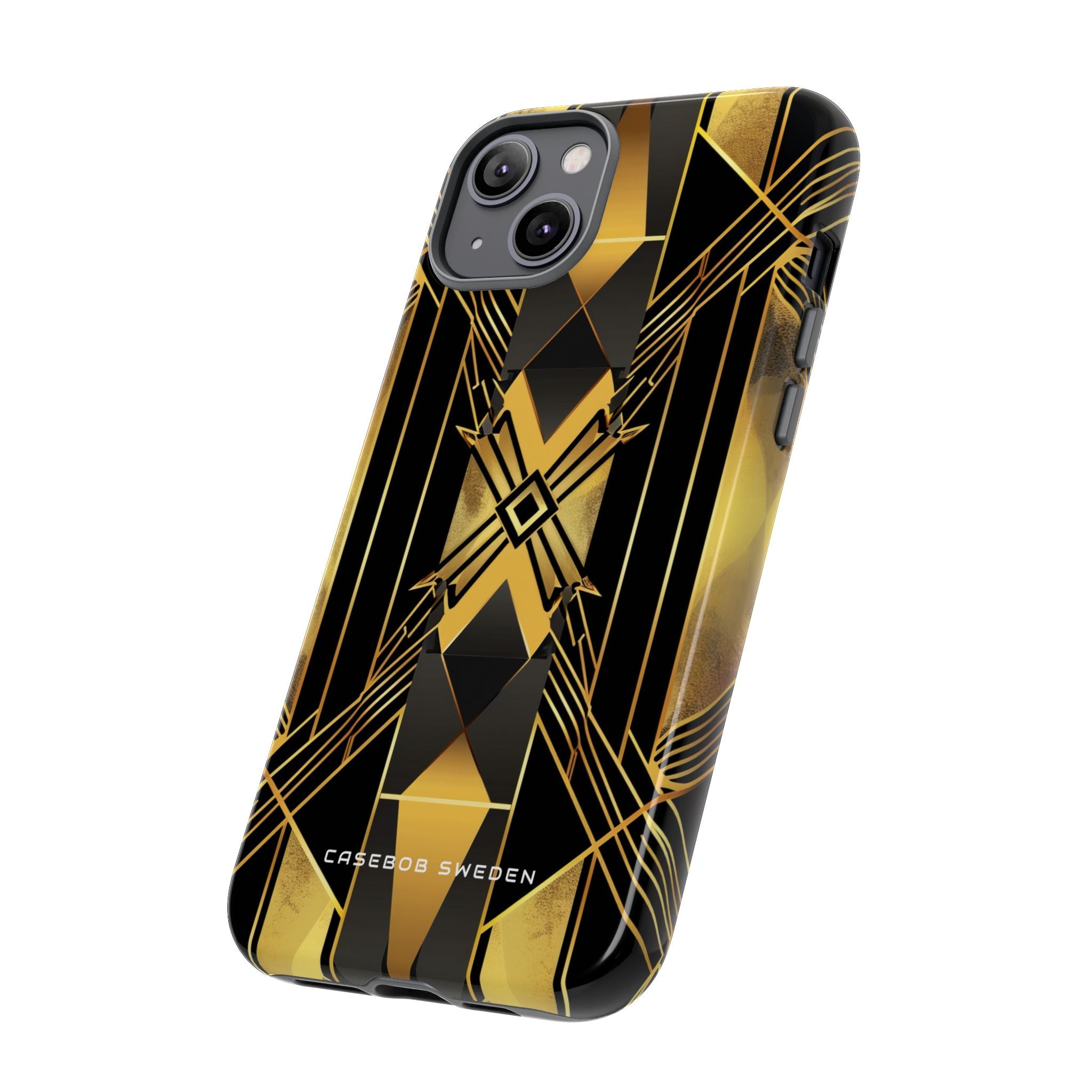 Golden Geometric Elegance iPhone 14 - Tough Phone Case