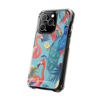 Tropical Flamingo Bliss - Clear Impact iPhone 14 Phone Case