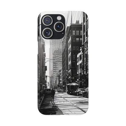 Urban Cityscape Line Perspective iPhone 15 - Slim Phone Case