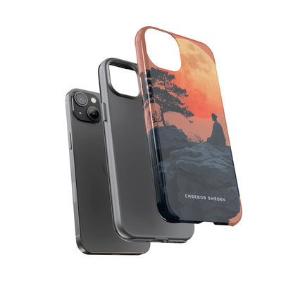 Zen Tranquility Under a Red Moon iPhone 14 - Tough Phone Case