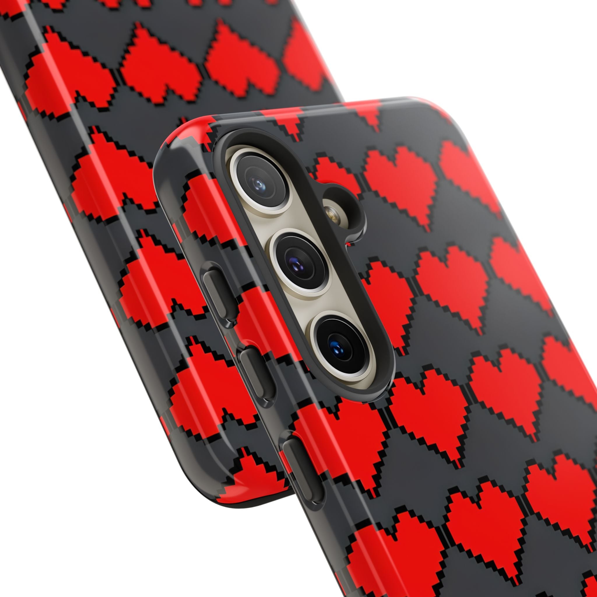 Red Heart Dark Gray Diamonds Seamless Samsung S24 - Tough