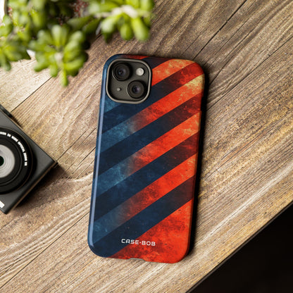 Diagonal Stripes Blaze iPhone 15 Plus Case - Tough