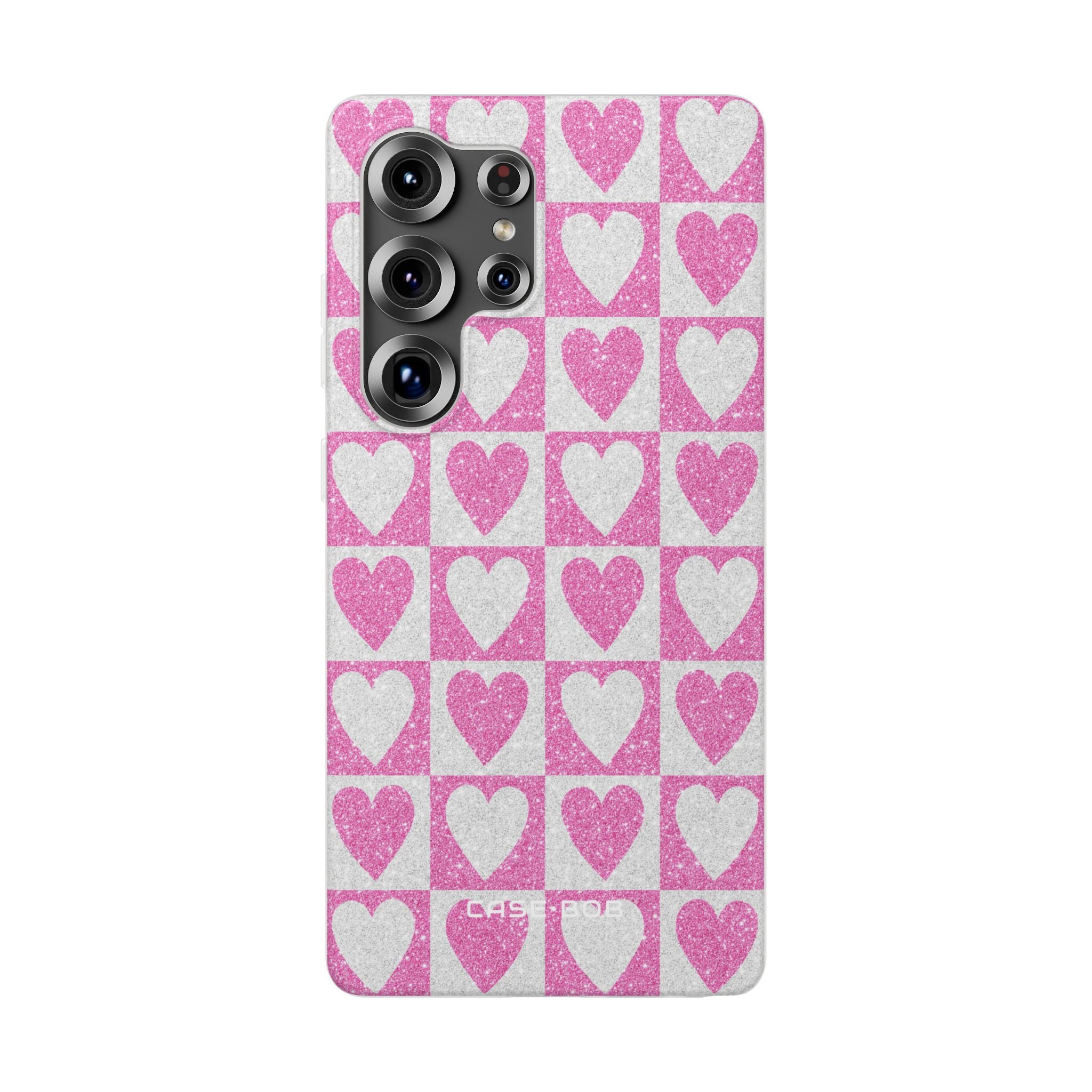 Glitter Heart Grid Samsung S25 Ultra Case - Soft