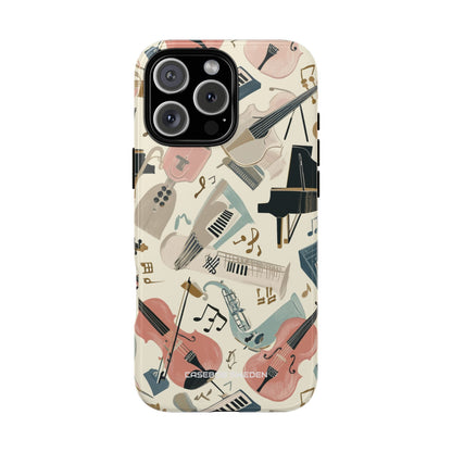 Beige Musical Instruments Pattern - Tough iPhone 16 Phone Case