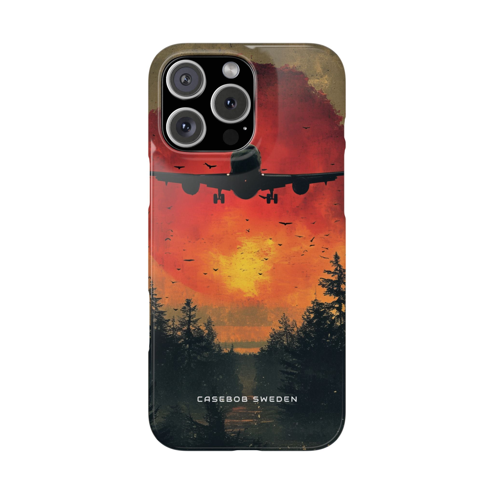 Vintage Sunset Airplane Silhouette iPhone 16 - Slim Phone Case