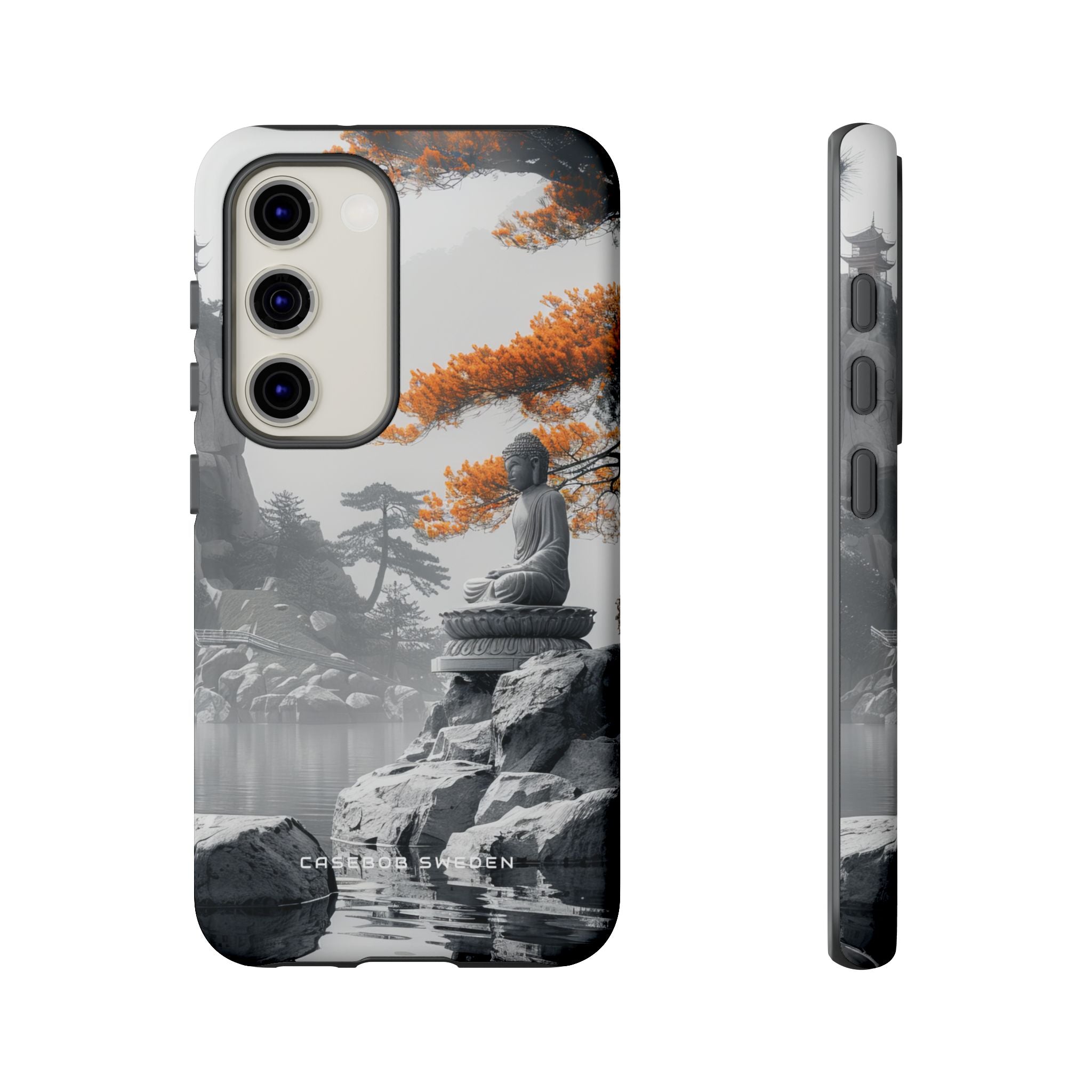 Zen Serenity: Tranquil Landscape with Buddha and Pagoda Samsung S23 - Tough Phone Case