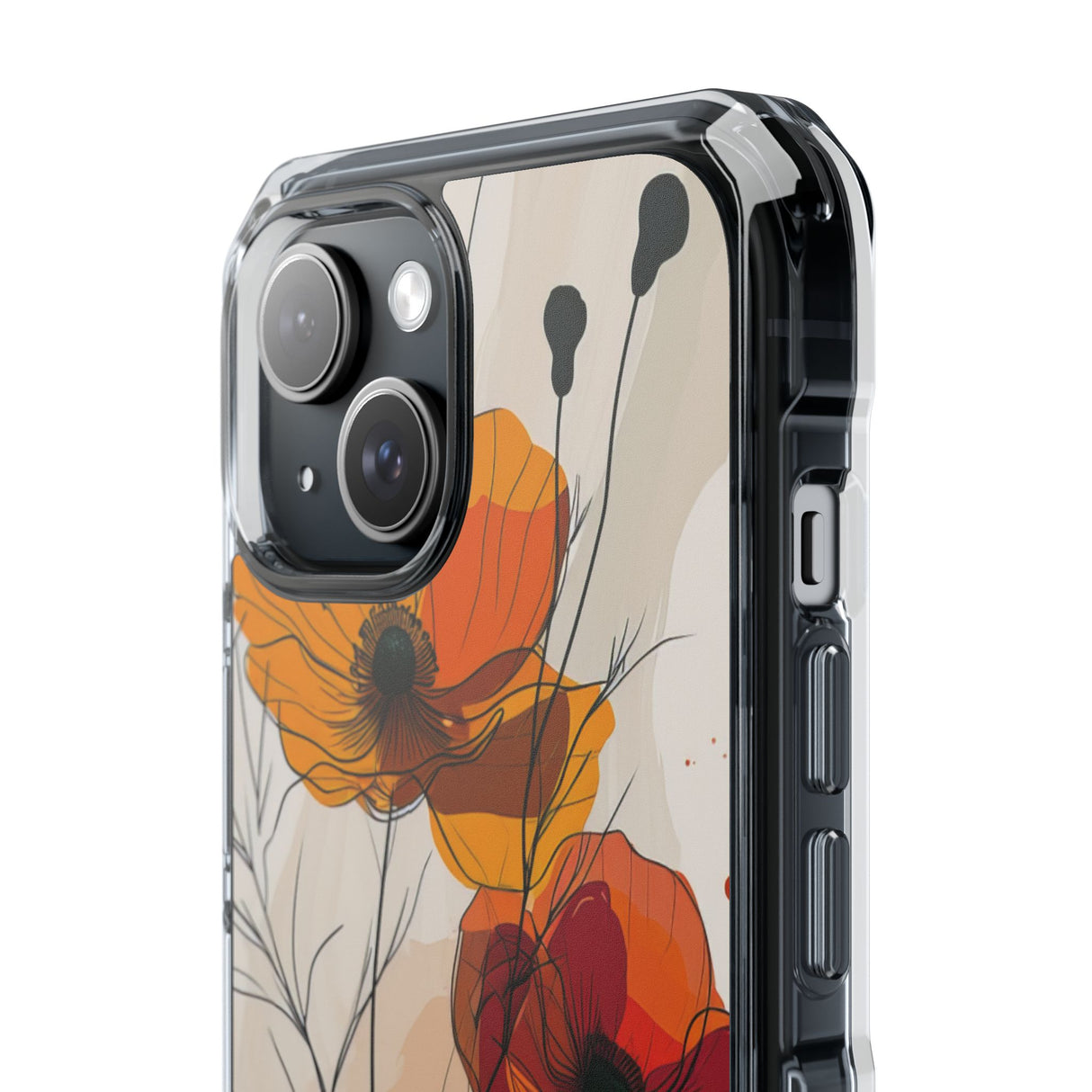 Feurige florale Abstraktion – Handyhülle für iPhone (Clear Impact – magnetisch)