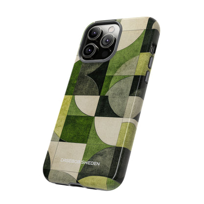 Green Geometric Harmony - Tough iPhone 14 Phone Case