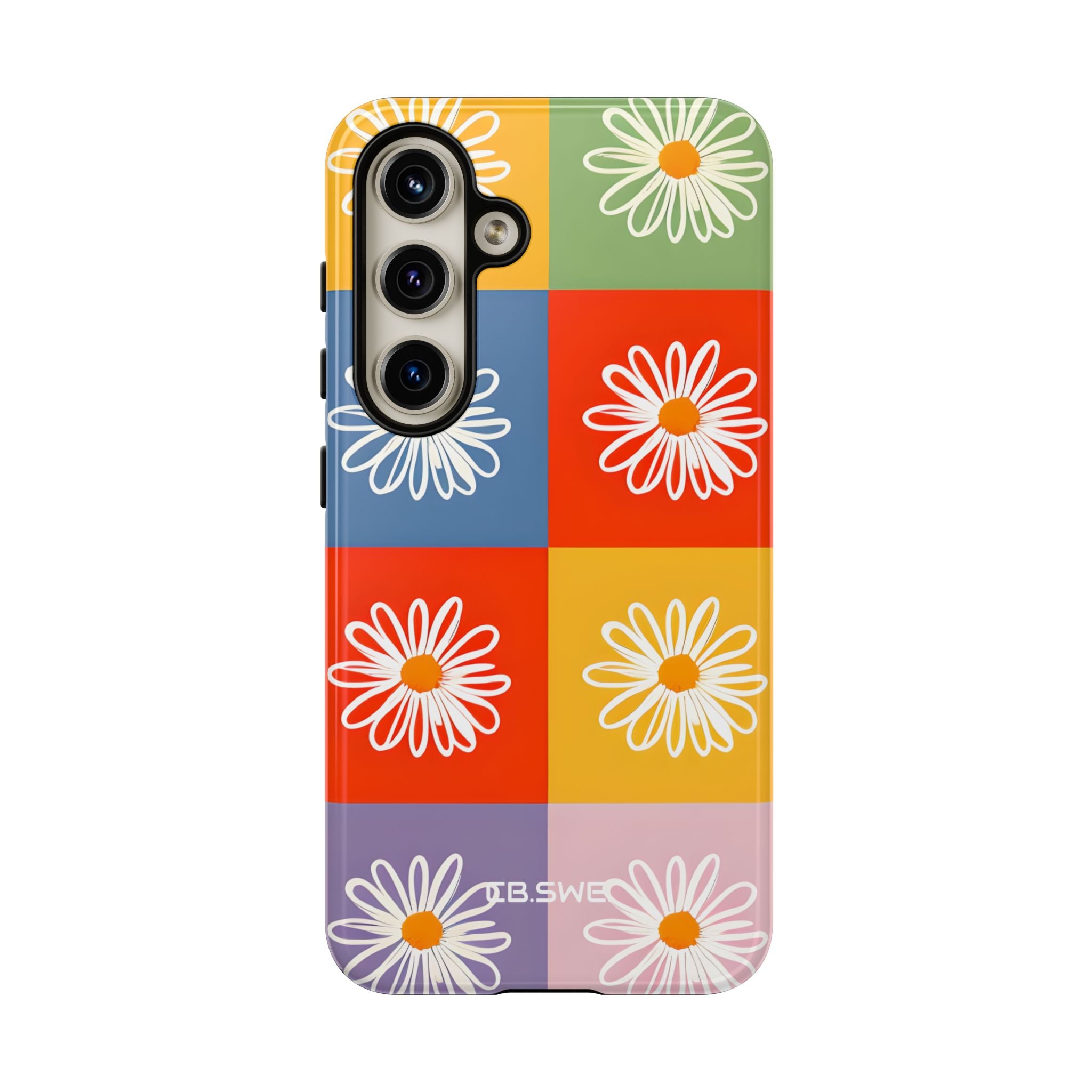 Vibrant Daisy Flower Colorful Checkerboard Samsung S24 - Tough