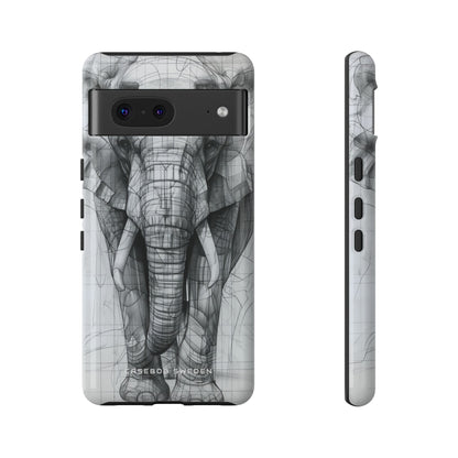 Elephant Line Geometry Google Pixel 7 - Tough Phone Case