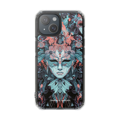 Mystic Teal Coral Mask - Clear Impact iPhone 15 Phone Case