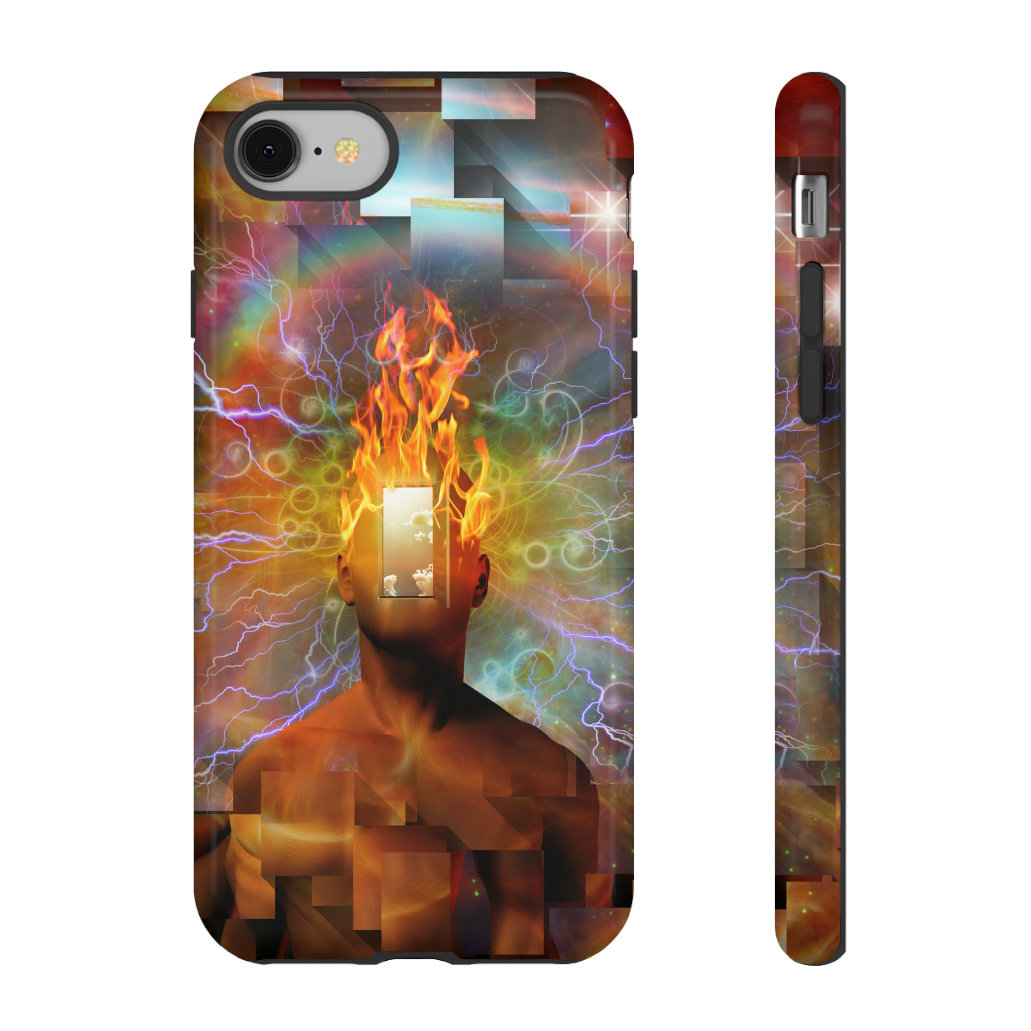 Man with burning mind - Protective Phone Case