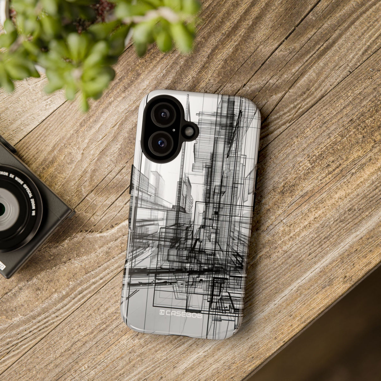 Urban Complexity: Black Lines Design - for iPhone 16