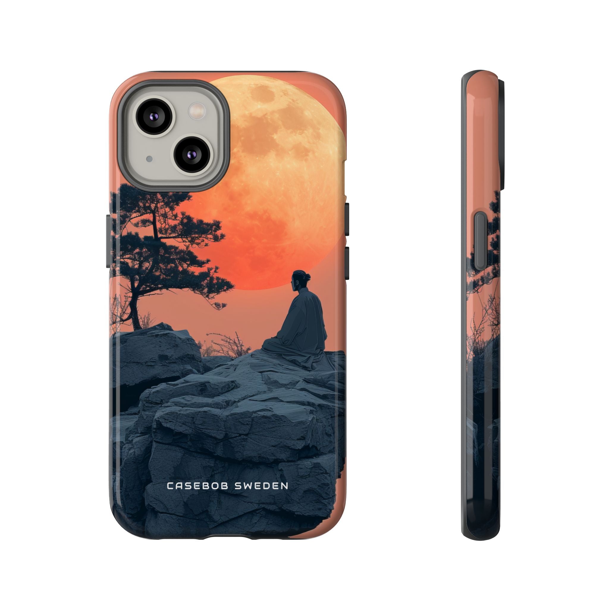 Zen Tranquility Under a Red Moon iPhone 14 - Tough Phone Case