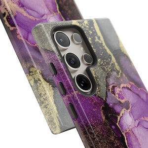 Purple Marble & Gold Phone - Protective Phone Case