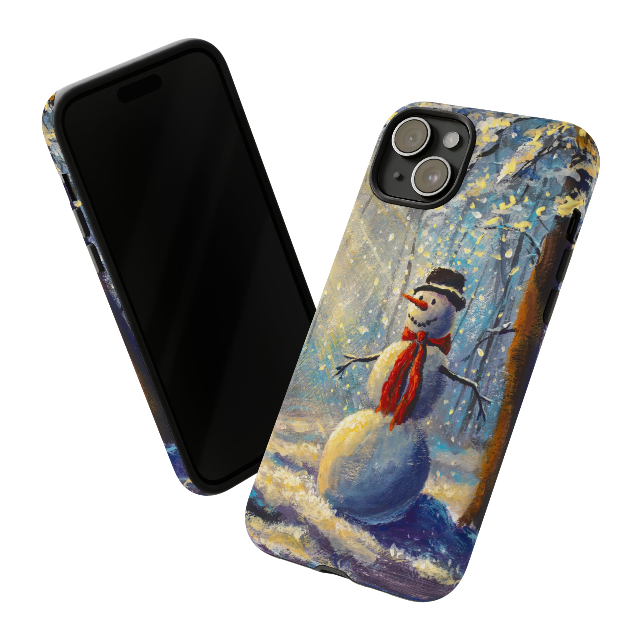 Oil painting - Happy Snowman - Protective Phone Case