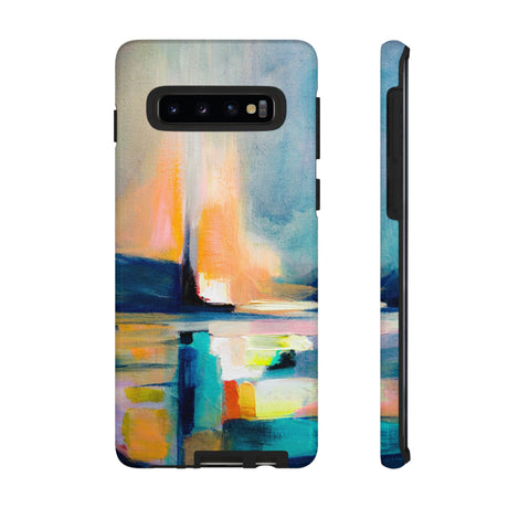 Abstract Blue n Yellow iPhone Case (Protective) Samsung Galaxy S10 Glossy Phone Case