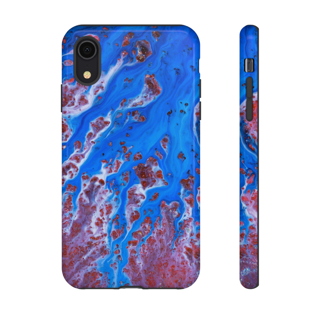 Bright Blue Ink Art iPhone Case (Protective) iPhone XR Glossy Phone Case