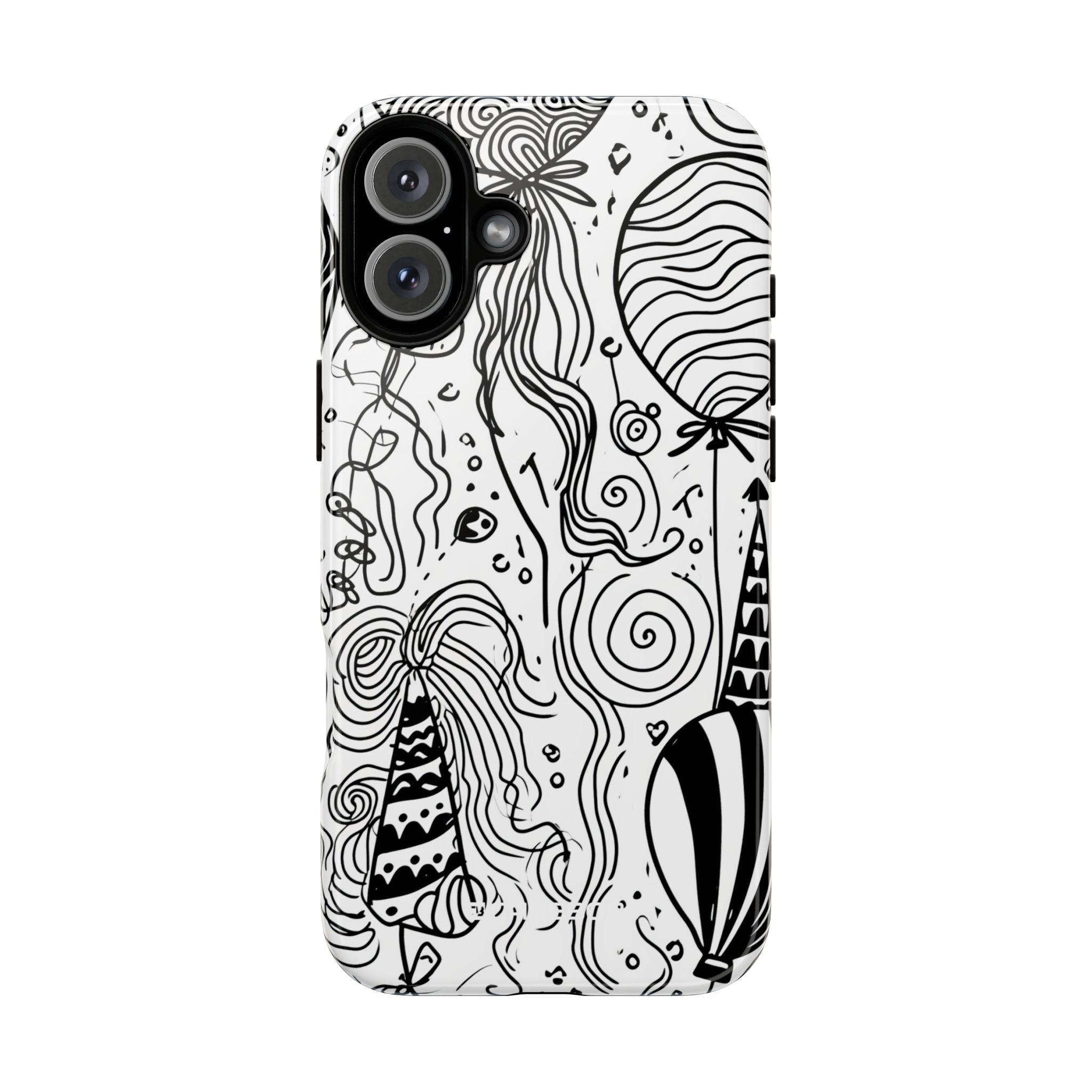 Whimsical Celebration in Black and White - for iPhone 16