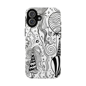 Whimsical Celebration in Black and White - for iPhone 16