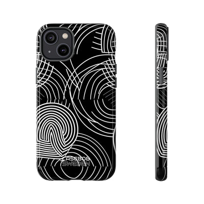 Monochrome Spiral Curves iPhone 14 - Tough