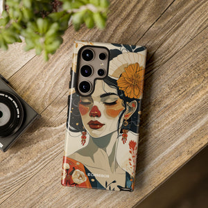 Mythical Serenity: Floral Ram Goddess - For Samsung S24