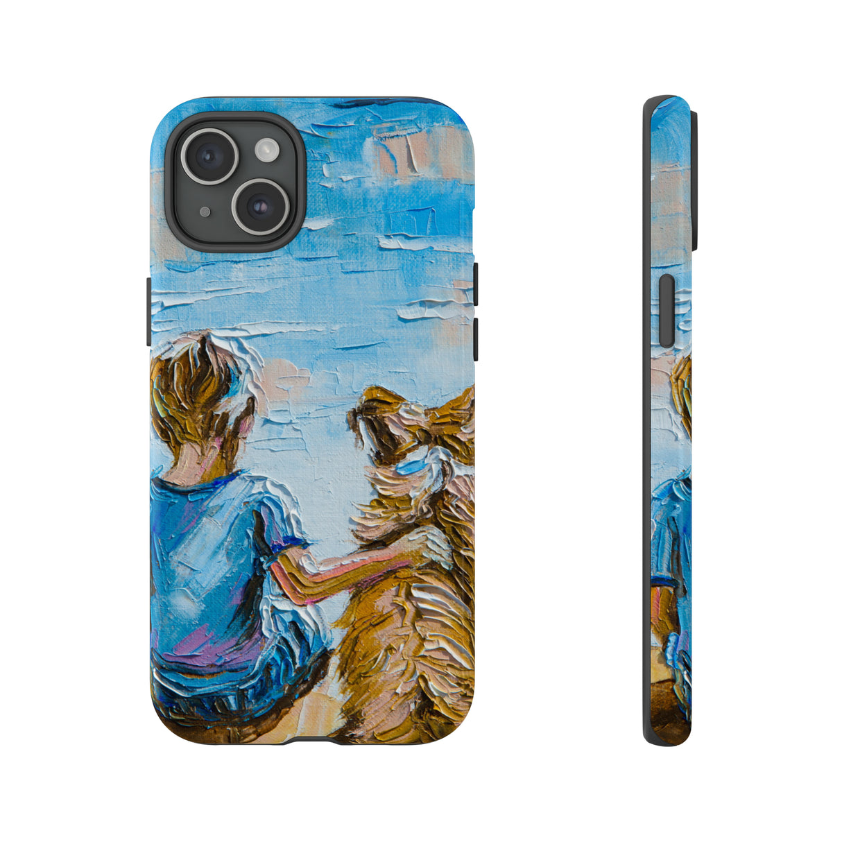 Boy with Dog - Protective Phone Case