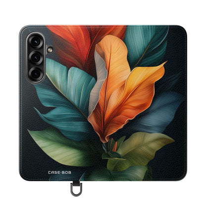 Tropical Ember Leaves - Samsung S25 Case - Wallet