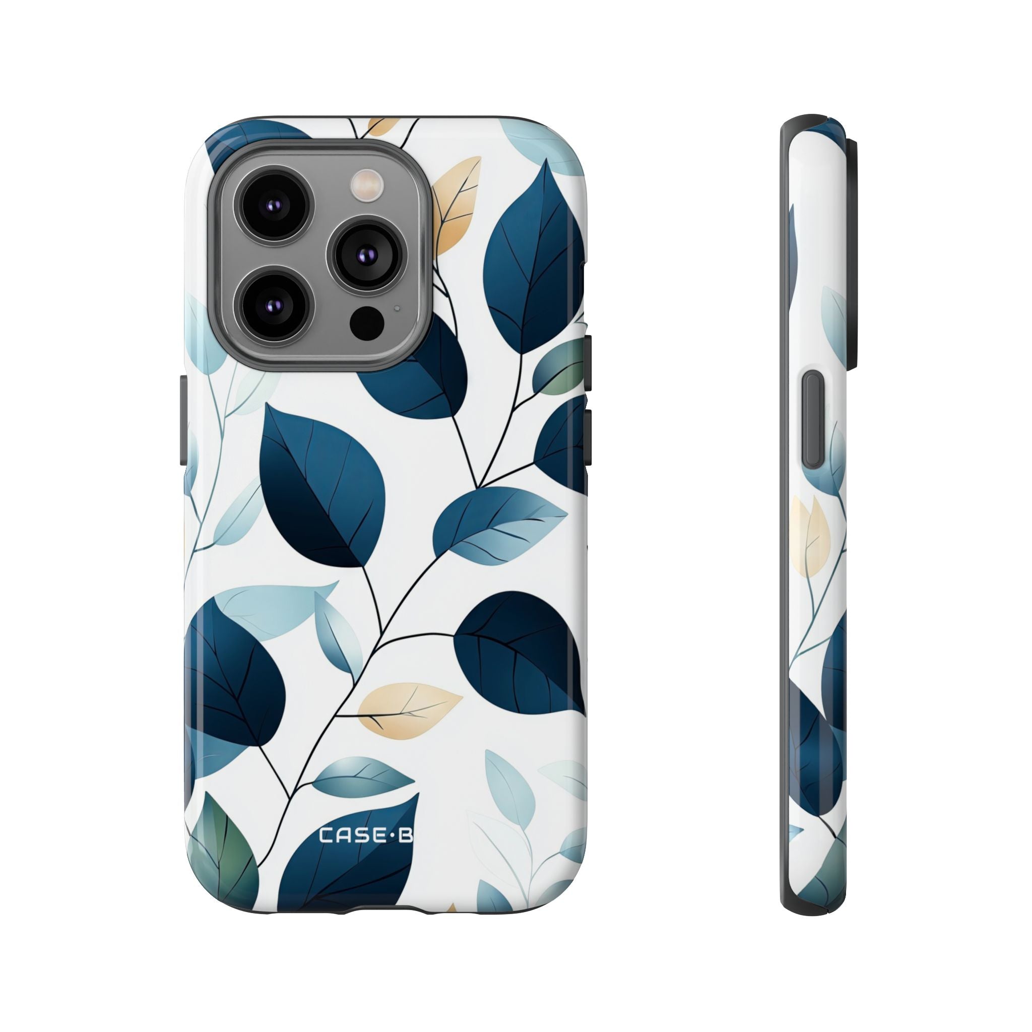 Navy Leaf Veins iPhone 14 Pro Case - Tough