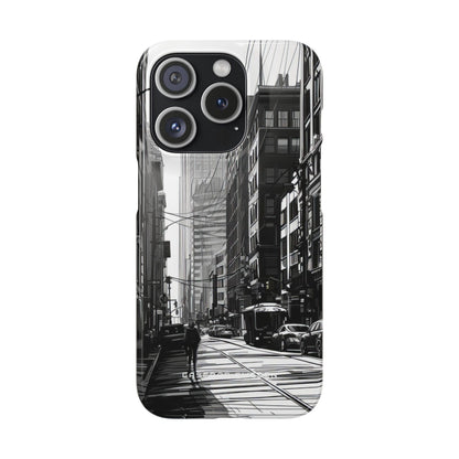 Urban Cityscape Line Perspective iPhone 15 - Slim Phone Case