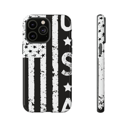 Black n White U.S Flag - Protective Phone Case