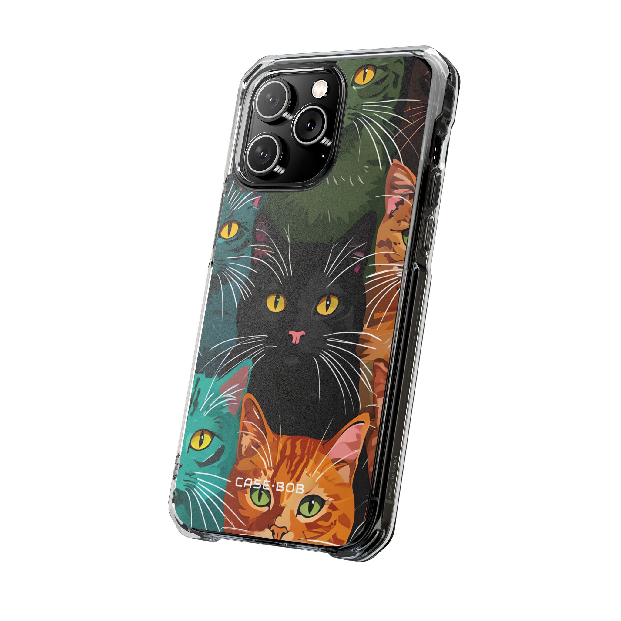 Teal Cat Grid iPhone 14 Pro Max Case - Impact
