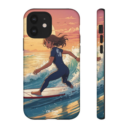 Surfing Into Sunset - iPhone Case