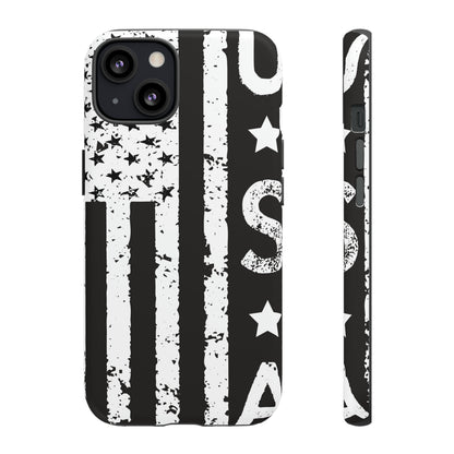 Black n White U.S Flag - Protective Phone Case