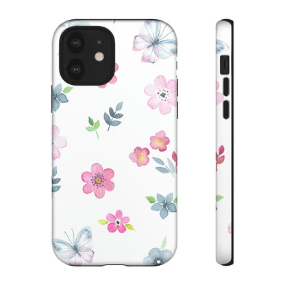 Vintage flowers and butterflies iPhone case - Protective Phone Case