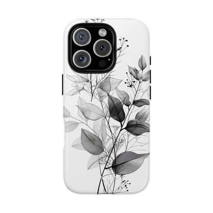 Veined Leaves Gray iPhone 16 Pro Case - Tough+