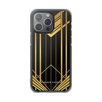 "Golden Art Deco Symmetry in Geometric Elegance" iPhone 15 - Clear Impact Phone Case