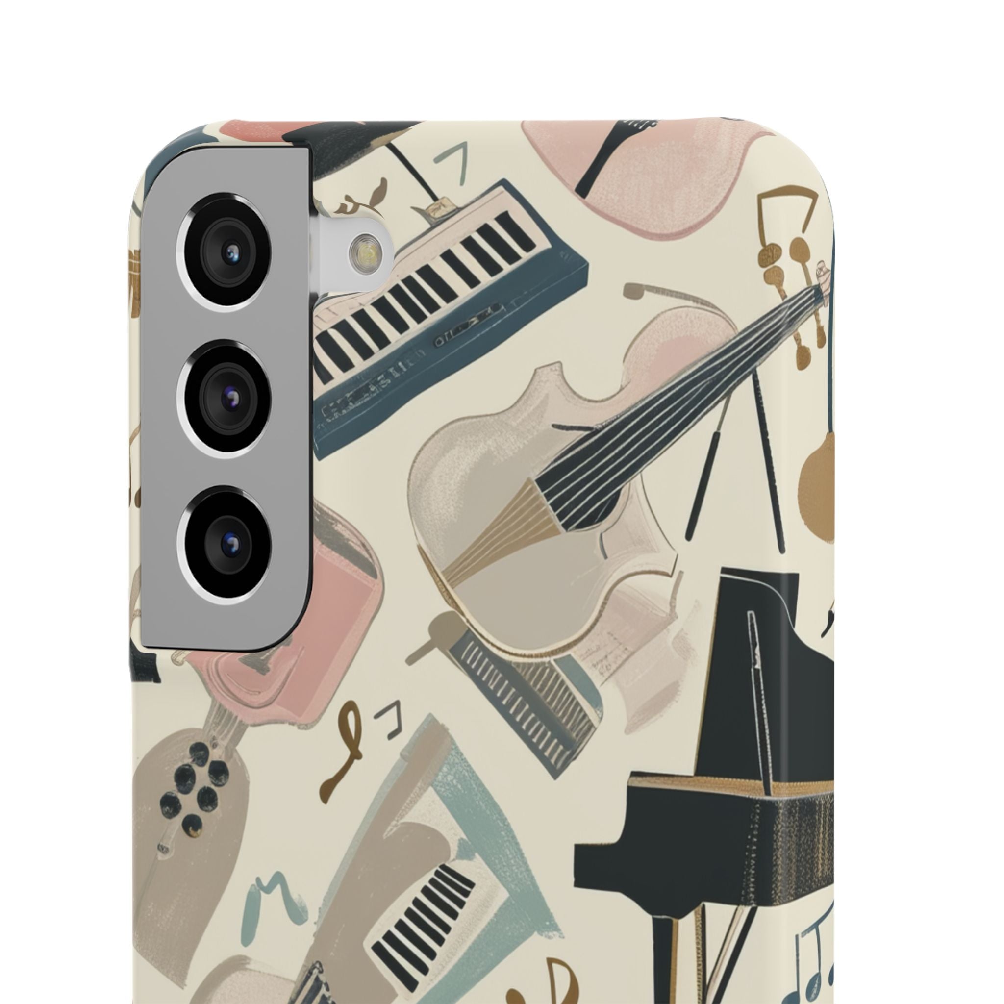 Beige Musical Instruments Pattern - Slim Samsung S22 Phone Case