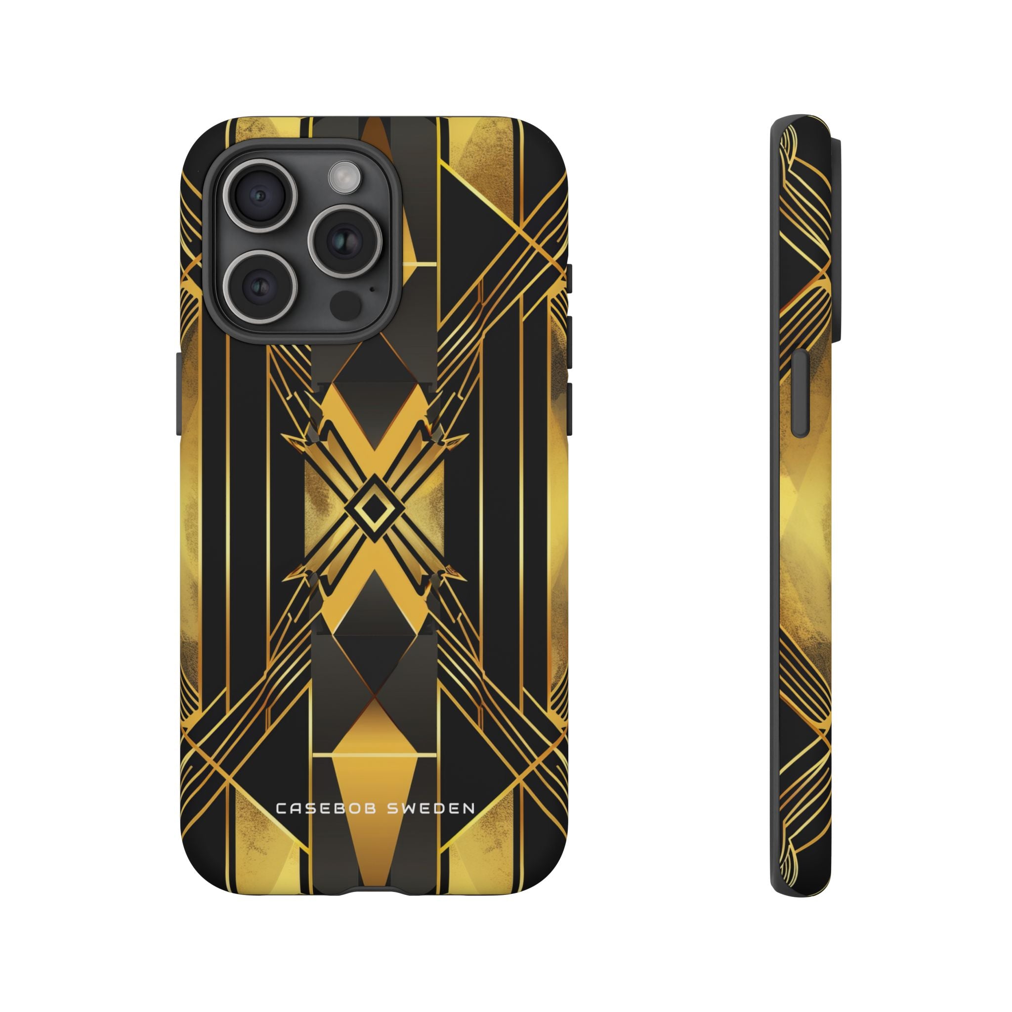 Golden Geometric Elegance iPhone 15 - Tough Phone Case