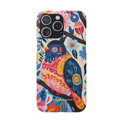 Whimsical Vintage Owl with Floral Charm iPhone 15 - Slim Phone Case