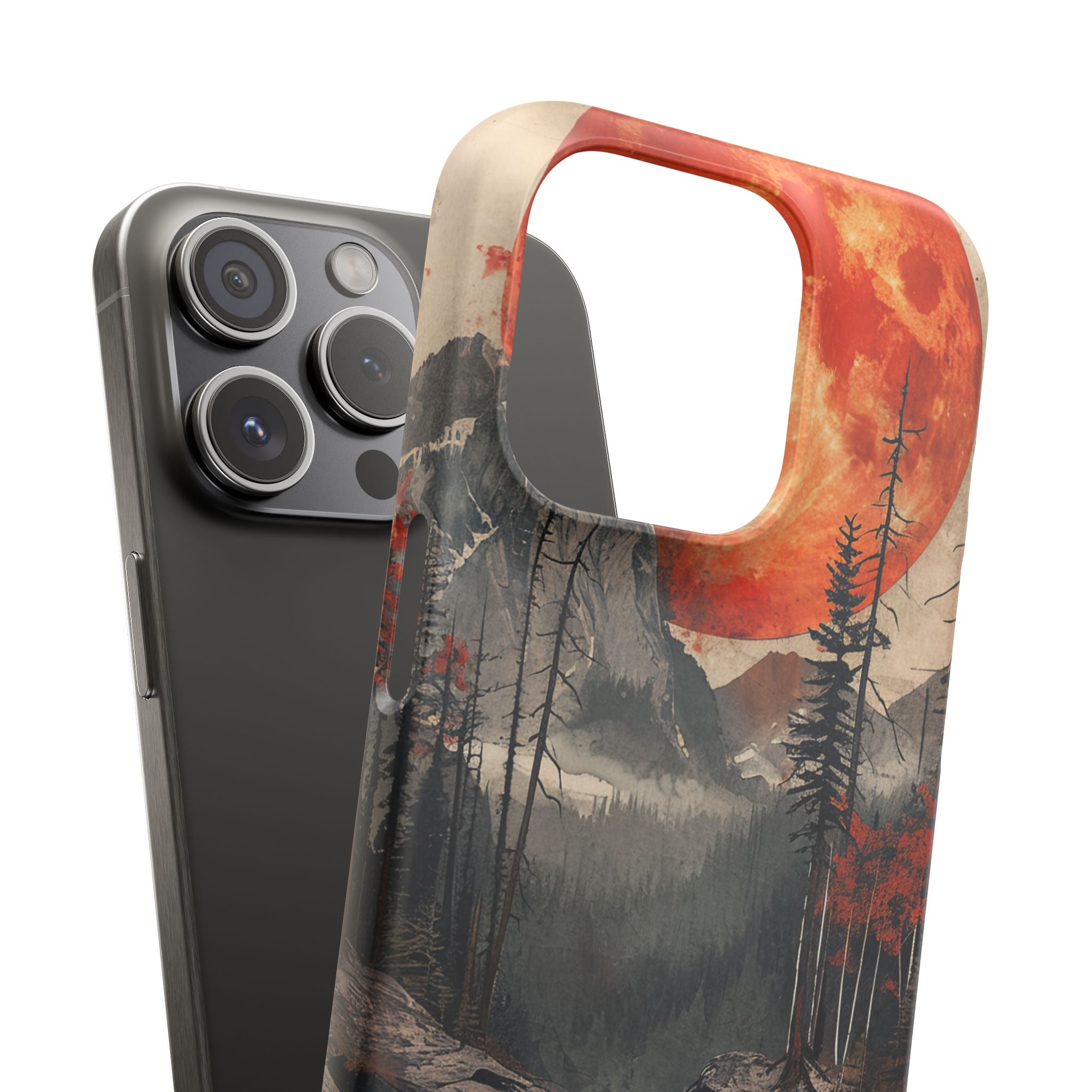 Himmlisches Leuchten über reflektierender Landschaft iPhone 15 - Schlanke Handyhülle