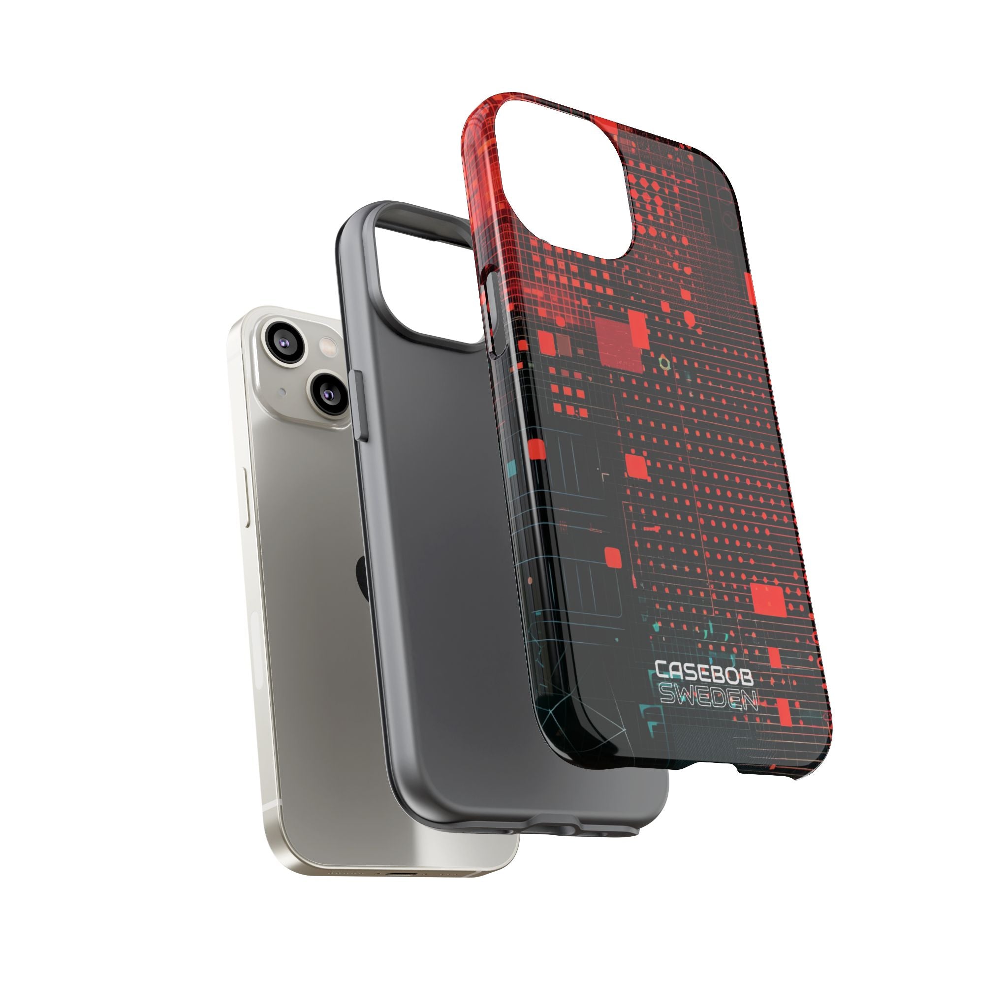 Crimson Circuit Grid iPhone 14 - Tough