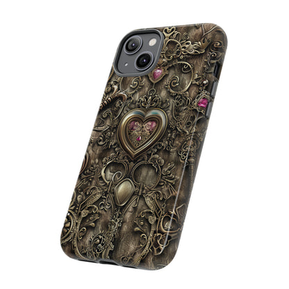 Antique Gold Lockets & Keys - Protective Phone Case