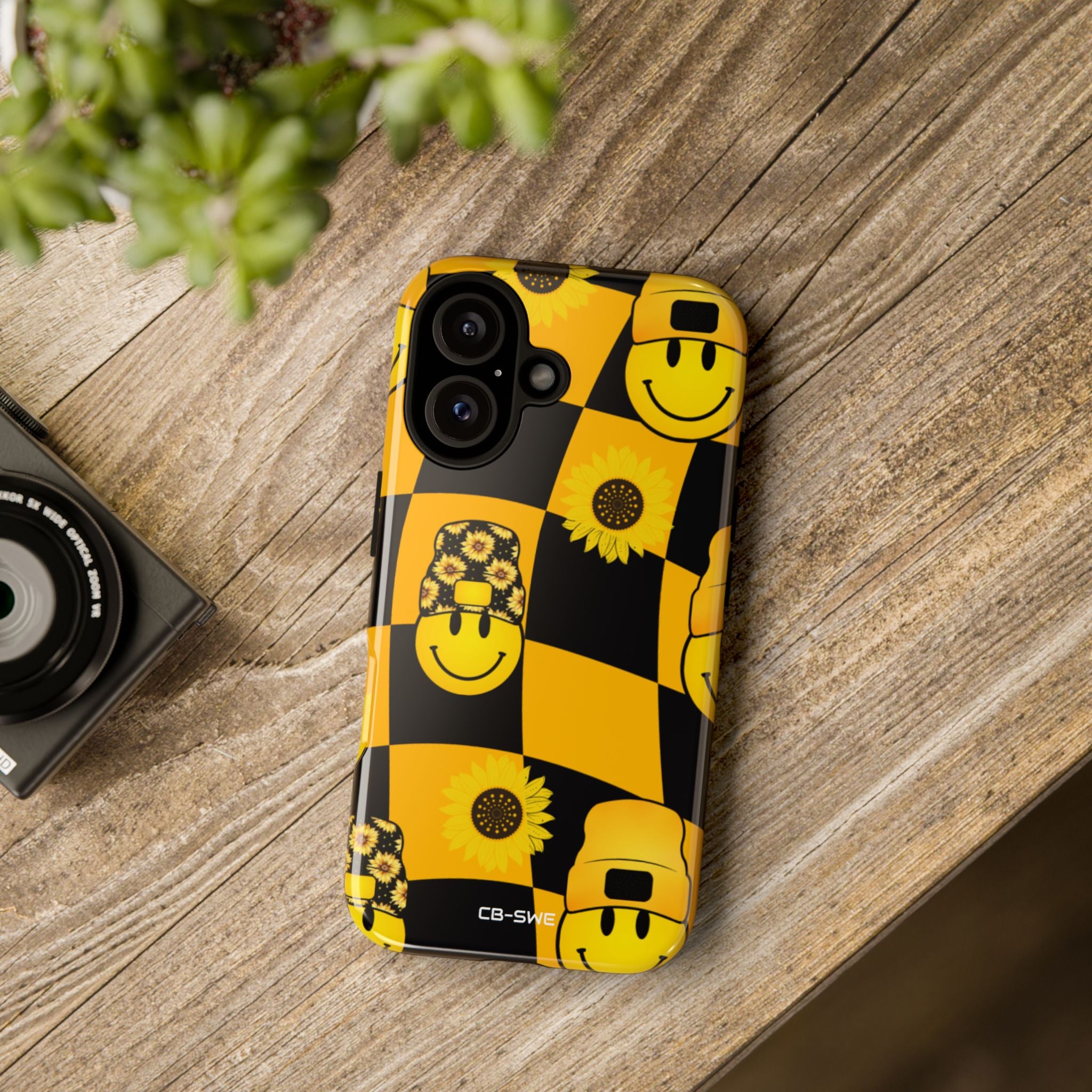 Joyful Checkered Smiles - iPhone Case