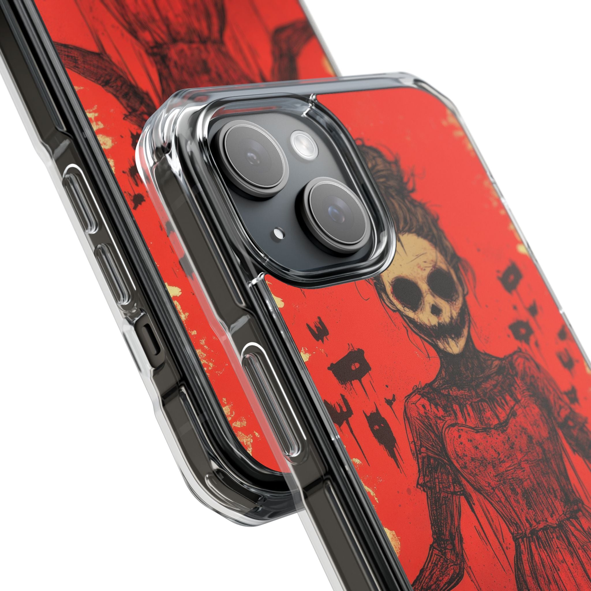 Haunting Scarlet Descent iPhone 15 - Clear Impact Phone Case